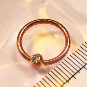 NWOT, 16g, Orange w/ Clear Gem, Unisex, BCR Ball Captive Hoop Earring